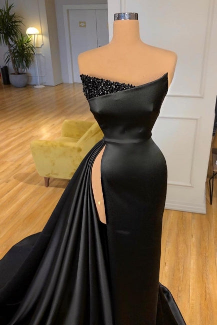 Vintage Lange Schwarze Ärmellose Abendkleider Ballkleider Mit Schlitz
