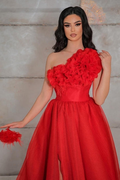 Modèle de robe de soirée vintage en tulle à une épaule sans manches
