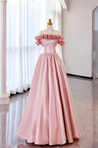 Strapless Satin Long Prom Dress, A-Line Evening Party Dress