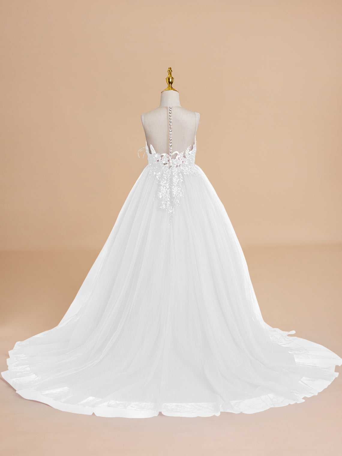 Ball-Gown/Princess Tulle Sweep Train Flower Girl Dress