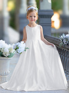 A-line Lace Satin Floor-length First Communion Flower Girl Dress