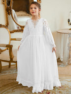 A-line Chiffon Floor-length Ivory First Communion Dress