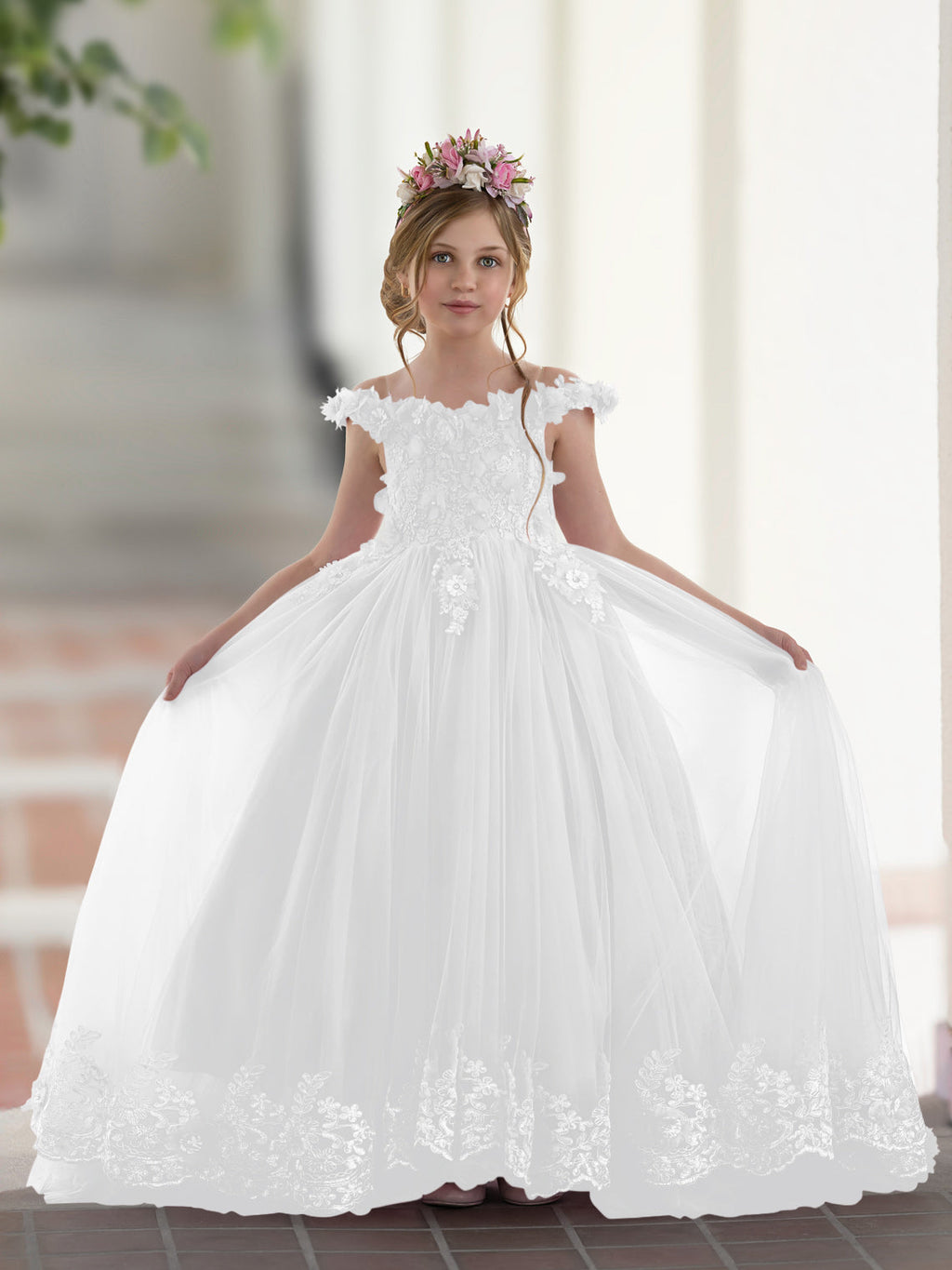 Vestido de fiesta/princesa de encaje con cola larga, color rosa, para cumpleaños