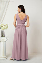 Women's Chiffon Long Bridesmaid Dresses A line Sleeveless Formal Prom Gown for Evening Party Homecoming Dresses 2808-payinti