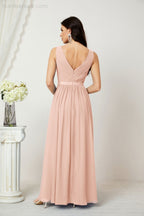 Women's Chiffon Long Bridesmaid Dresses A line Sleeveless Formal Prom Gown for Evening Party Homecoming Dresses 2808-payinti