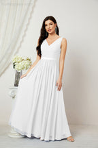 Women's Chiffon Long Bridesmaid Dresses A line Sleeveless Formal Prom Gown for Evening Party Homecoming Dresses 2808-payinti