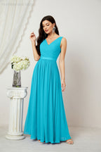 Women's Chiffon Long Bridesmaid Dresses A line Sleeveless Formal Prom Gown for Evening Party Homecoming Dresses 2808-payinti