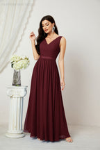 Women's Chiffon Long Bridesmaid Dresses A line Sleeveless Formal Prom Gown for Evening Party Homecoming Dresses 2808-payinti