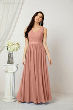 Women's Chiffon Long Bridesmaid Dresses A line Sleeveless Formal Prom Gown for Evening Party Homecoming Dresses 2808-payinti