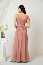 Women's Chiffon Long Bridesmaid Dresses A line Sleeveless Formal Prom Gown for Evening Party Homecoming Dresses 2808-payinti