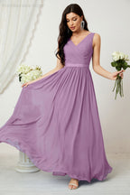 Women's Chiffon Long Bridesmaid Dresses A line Sleeveless Formal Prom Gown for Evening Party Homecoming Dresses 2808-payinti