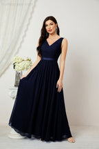 Women's Chiffon Long Bridesmaid Dresses A line Sleeveless Formal Prom Gown for Evening Party Homecoming Dresses 2808-payinti