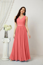 Women's Chiffon Long Bridesmaid Dresses A line Sleeveless Formal Prom Gown for Evening Party Homecoming Dresses 2808-payinti