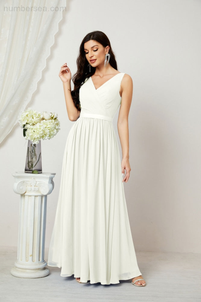 Women's Chiffon Long Bridesmaid Dresses A line Sleeveless Formal Prom Gown for Evening Party Homecoming Dresses 2808-payinti