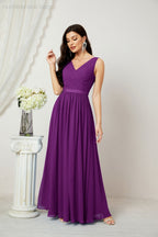 Women's Chiffon Long Bridesmaid Dresses A line Sleeveless Formal Prom Gown for Evening Party Homecoming Dresses 2808-payinti