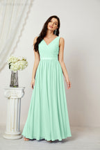 Women's Chiffon Long Bridesmaid Dresses A line Sleeveless Formal Prom Gown for Evening Party Homecoming Dresses 2808-payinti