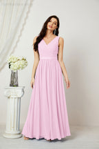 Women's Chiffon Long Bridesmaid Dresses A line Sleeveless Formal Prom Gown for Evening Party Homecoming Dresses 2808-payinti