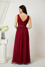 Women's Chiffon Long Bridesmaid Dresses A line Sleeveless Formal Prom Gown for Evening Party Homecoming Dresses 2808-payinti