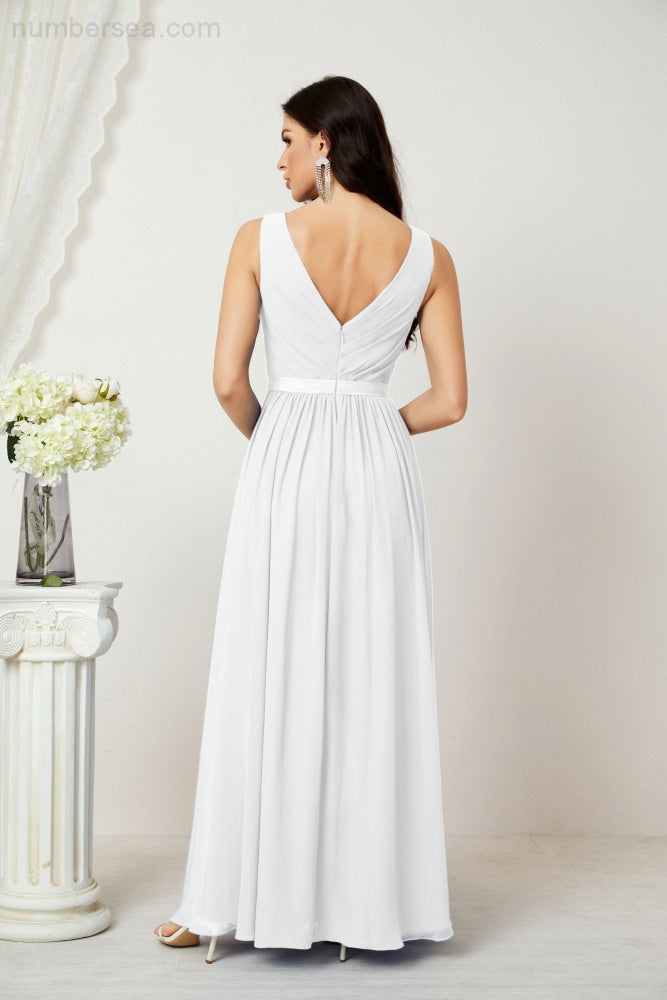 Women's Chiffon Long Bridesmaid Dresses A line Sleeveless Formal Prom Gown for Evening Party Homecoming Dresses 2808-payinti