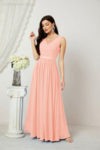 Women's Chiffon Long Bridesmaid Dresses A line Sleeveless Formal Prom Gown for Evening Party Homecoming Dresses 2808-payinti