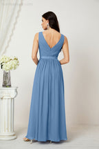 Women's Chiffon Long Bridesmaid Dresses A line Sleeveless Formal Prom Gown for Evening Party Homecoming Dresses 2808-payinti