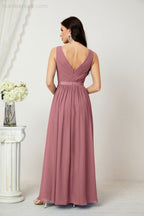 Women's Chiffon Long Bridesmaid Dresses A line Sleeveless Formal Prom Gown for Evening Party Homecoming Dresses 2808-payinti