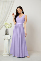 Women's Chiffon Long Bridesmaid Dresses A line Sleeveless Formal Prom Gown for Evening Party Homecoming Dresses 2808-payinti
