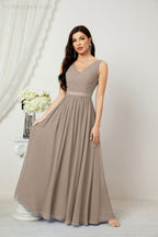 Women's Chiffon Long Bridesmaid Dresses A line Sleeveless Formal Prom Gown for Evening Party Homecoming Dresses 2808-payinti