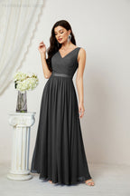 Women's Chiffon Long Bridesmaid Dresses A line Sleeveless Formal Prom Gown for Evening Party Homecoming Dresses 2808-payinti