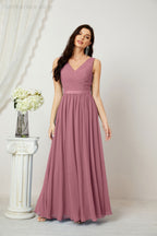 Women's Chiffon Long Bridesmaid Dresses A line Sleeveless Formal Prom Gown for Evening Party Homecoming Dresses 2808-payinti