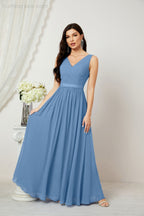 Women's Chiffon Long Bridesmaid Dresses A line Sleeveless Formal Prom Gown for Evening Party Homecoming Dresses 2808-payinti