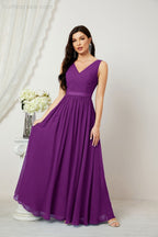 Women's Chiffon Long Bridesmaid Dresses A line Sleeveless Formal Prom Gown for Evening Party Homecoming Dresses 2808-payinti