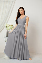Women's Chiffon Long Bridesmaid Dresses A line Sleeveless Formal Prom Gown for Evening Party Homecoming Dresses 2808-payinti