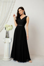 Women's Chiffon Long Bridesmaid Dresses A line Sleeveless Formal Prom Gown for Evening Party Homecoming Dresses 2808-payinti