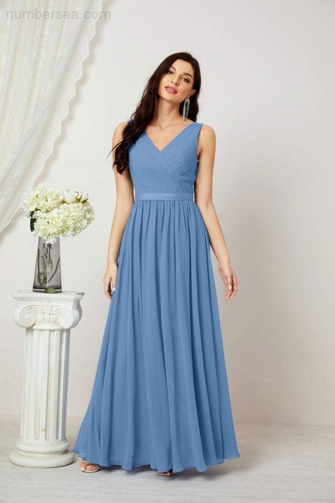 Women's Chiffon Long Bridesmaid Dresses A line Sleeveless Formal Prom Gown for Evening Party Homecoming Dresses 2808-payinti