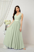 Women's Chiffon Long Bridesmaid Dresses A line Sleeveless Formal Prom Gown for Evening Party Homecoming Dresses 2808-payinti
