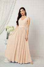 Women's Chiffon Long Bridesmaid Dresses A line Sleeveless Formal Prom Gown for Evening Party Homecoming Dresses 2808-payinti
