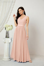 Women's Chiffon Long Bridesmaid Dresses A line Sleeveless Formal Prom Gown for Evening Party Homecoming Dresses 2808-payinti