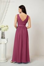 Women's Chiffon Long Bridesmaid Dresses A line Sleeveless Formal Prom Gown for Evening Party Homecoming Dresses 2808-payinti