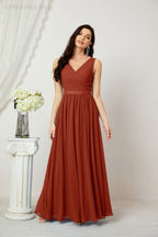 Women's Chiffon Long Bridesmaid Dresses A line Sleeveless Formal Prom Gown for Evening Party Homecoming Dresses 2808-payinti