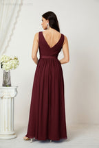 Women's Chiffon Long Bridesmaid Dresses A line Sleeveless Formal Prom Gown for Evening Party Homecoming Dresses 2808-payinti