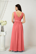 Women's Chiffon Long Bridesmaid Dresses A line Sleeveless Formal Prom Gown for Evening Party Homecoming Dresses 2808-payinti