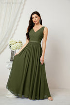 Women's Chiffon Long Bridesmaid Dresses A line Sleeveless Formal Prom Gown for Evening Party Homecoming Dresses 2808-payinti