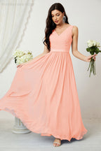 Women's Chiffon Long Bridesmaid Dresses A line Sleeveless Formal Prom Gown for Evening Party Homecoming Dresses 2808-payinti