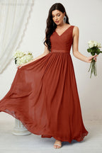 Women's Chiffon Long Bridesmaid Dresses A line Sleeveless Formal Prom Gown for Evening Party Homecoming Dresses 2808-payinti