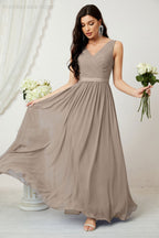 Women's Chiffon Long Bridesmaid Dresses A line Sleeveless Formal Prom Gown for Evening Party Homecoming Dresses 2808-payinti