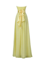 Vestidos de fiesta largos de gasa con escote corazón amarillo para dama de honor BD007