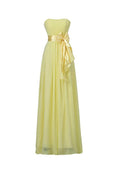 Vestidos de fiesta largos de gasa con escote corazón amarillo para dama de honor BD007