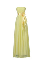 Vestidos de fiesta largos de gasa con escote corazón amarillo para dama de honor BD007