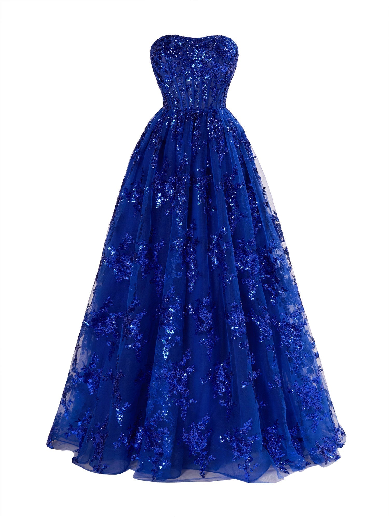 Zara | Vestido de fiesta largo plisado sin tirantes y corte en A con apliques